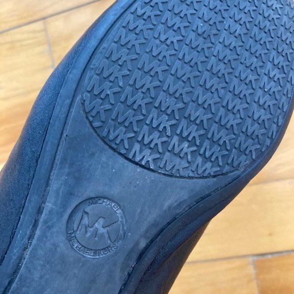 Black Leather Ballerina Flat Shoes Michael Kors Kiera Ballet - Picture 6 of 7